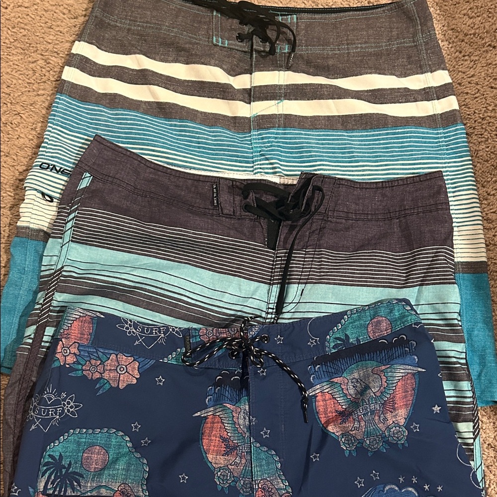 Striped and Graphic Board Shorts Set